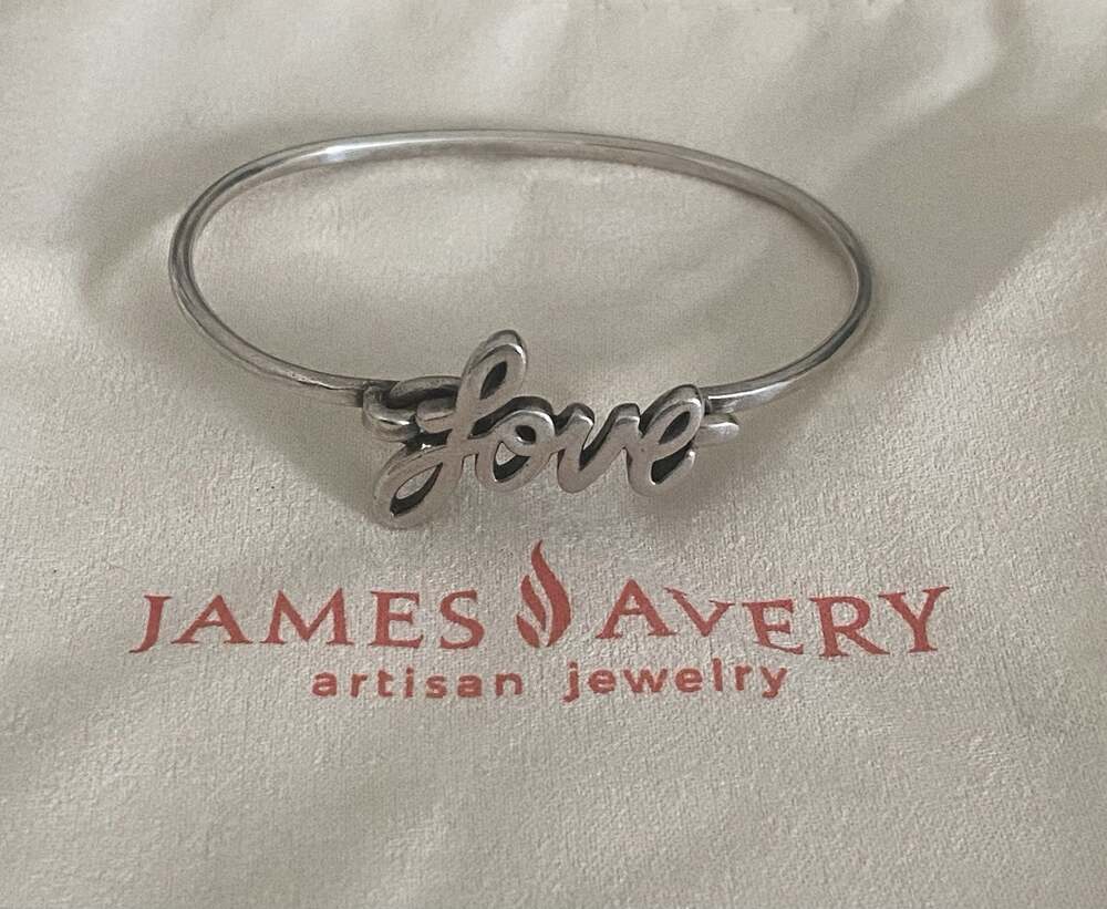James Avery Retired Love Script Hook-On Bangle Bracelet